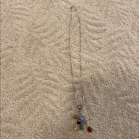 Silver Pendant Necklace with Colorful Stones - Picture 5 of 5